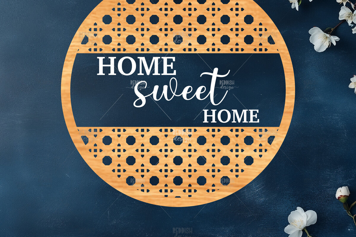 Intra απο ξύλο plywood 3mm-4mm πάχος – Στρογγυλή πινακίδα καλωσορίσματος Rattan Cut Laser Δίασταση  20x20 cm INTRAFABR-123487193