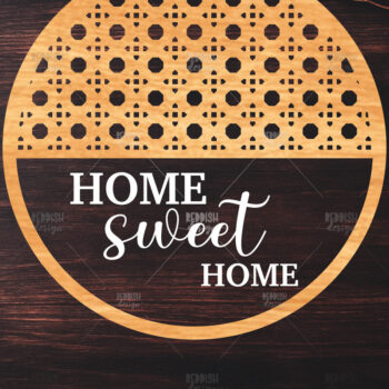 Intra απο ξύλο plywood 3mm-4mm πάχος – Στρογγυλή πινακίδα καλωσορίσματος Rattan Cut Laser Δίασταση 20x20 cm INTRAFABR-123487218 - Image 1