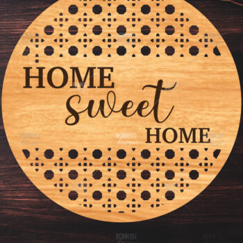 Intra απο ξύλο plywood 3mm-4mm πάχος – Στρογγυλή πινακίδα καλωσορίσματος Rattan Cut Laser Δίασταση  20x20 cm INTRAFABR-123487110 - Image 1