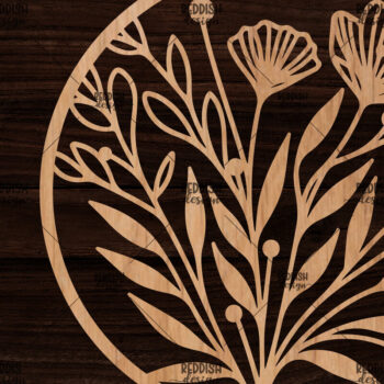 Intra απο ξύλο plywood 3mm-4mm πάχος – Στρογγυλή πινακίδα, Floral, Wo Δίασταση  20x20 cm INTRAFABR-118025931 - Image 1