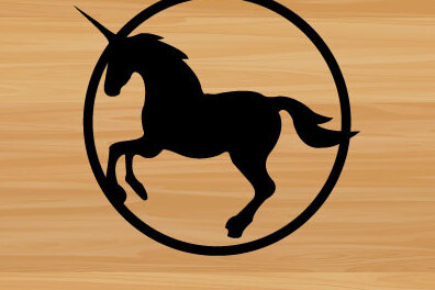 Intra απο ξύλο plywood 3mm-4mm πάχος – Στρογγυλή τέχνη τοίχου με αρχείο κοπής με λέιζερ Unicorn Δίασταση  40x30 cm INTRAFABR-67865855