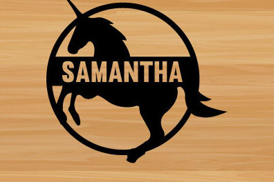 Intra απο ξύλο plywood 3mm-4mm πάχος – Στρογγυλό αρχείο κοπής λέιζερ Samantha Unicorn Δίασταση  20x20 cm INTRAFABR-67865766