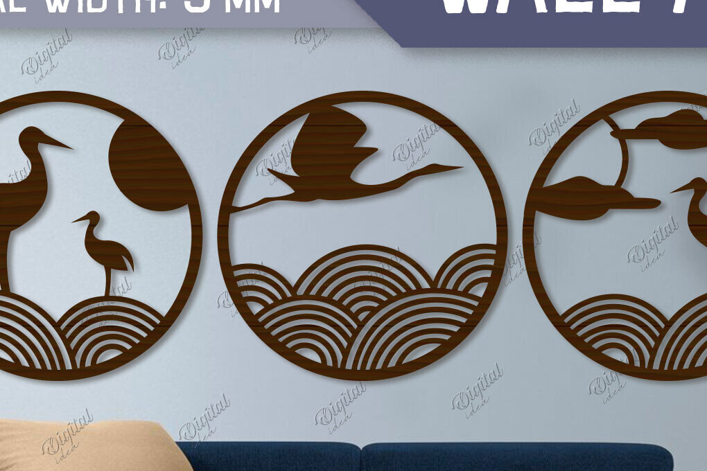 Intra απο ξύλο plywood 3mm-4mm πάχος – Στρογγυλή τοίχου. Πουλιά Δίασταση  40x30 cm INTRAFABR-85703177