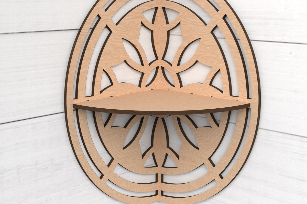 Intra απο ξύλο plywood 3mm-4mm πάχος – Γωνιακό ράφι τοίχου στρογγυλό Δίασταση  40x30 cm INTRAFABR-118731707