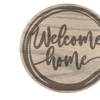 Intra απο ξύλο plywood 3mm-4mm πάχος – Στρογγυλό σημάδι καλωσορίσματος στο σπίτι Δίασταση  20x20 cm INTRAFABR-9801078 - Image 1