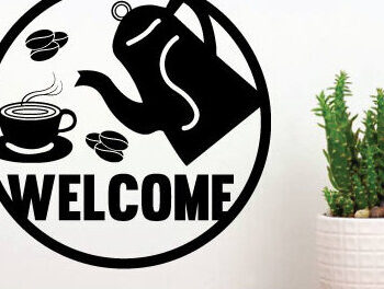 Intra απο ξύλο plywood 3mm-4mm πάχος – Στρογγυλή πινακίδα καλωσορίσματος με λέιζερ τσαγιού καφέ Δίασταση  20x20 cm INTRAFABR-64503577 - Image 1