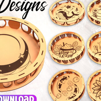 Intra απο ξύλο plywood 3mm-4mm πάχος – Στρογγυλή Ξύλινη Πακέτα Δώρου | Αρχείο CNC Δίασταση  20x20 cm INTRAFABR-114245224 - Image 1