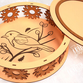 Intra απο ξύλο plywood 3mm-4mm πάχος – Στρογγυλή Ξύλινη Πακέτα Δώρου | Αρχείο CNC Δίασταση  20x20 cm INTRAFABR-114245224 - Image 4