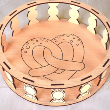 Intra απο ξύλο plywood 3mm-4mm πάχος – Στρογγυλό Ξύλινο Κουτί Δώρου | Στάση για επιδόρπιο Δίασταση  20x20 cm INTRAFABR-113997697 - Image 1