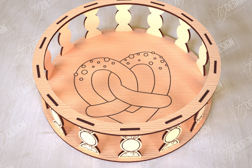 Intra απο ξύλο plywood 3mm-4mm πάχος – Στρογγυλό Ξύλινο Κουτί Δώρου | Στάση για επιδόρπιο Δίασταση  20x20 cm INTRAFABR-113997697