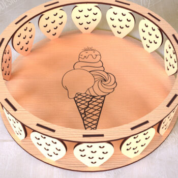 Intra απο ξύλο plywood 3mm-4mm πάχος – Στρογγυλό Ξύλινο Κουτί Δώρου | Στάση για επιδόρπιο Δίασταση  20x20 cm INTRAFABR-113997775 - Image 1