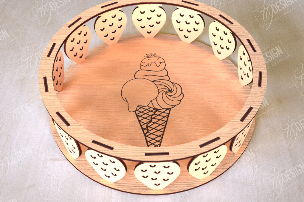 Intra απο ξύλο plywood 3mm-4mm πάχος – Στρογγυλό Ξύλινο Κουτί Δώρου | Στάση για επιδόρπιο Δίασταση  20x20 cm INTRAFABR-113997775