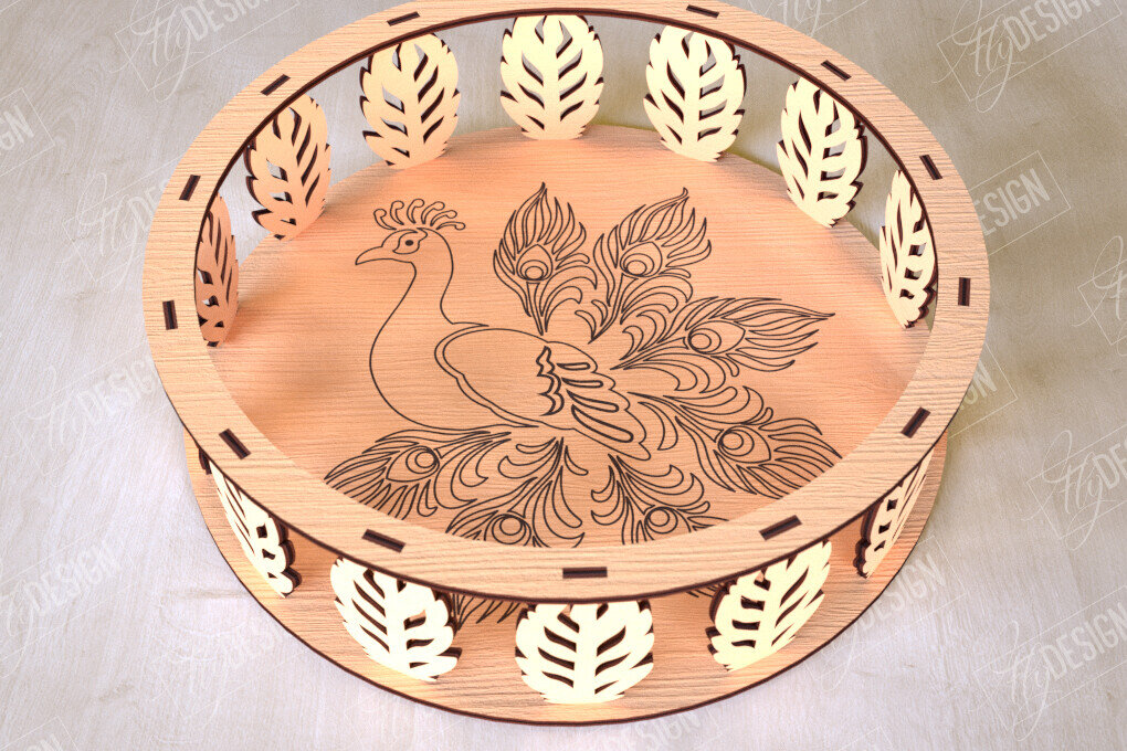 Intra απο ξύλο plywood 3mm-4mm πάχος – Στρογγυλό Ξύλινο Κουτί Δώρου | Στάση για επιδόρπιο Δίασταση  20x20 cm INTRAFABR-113997782