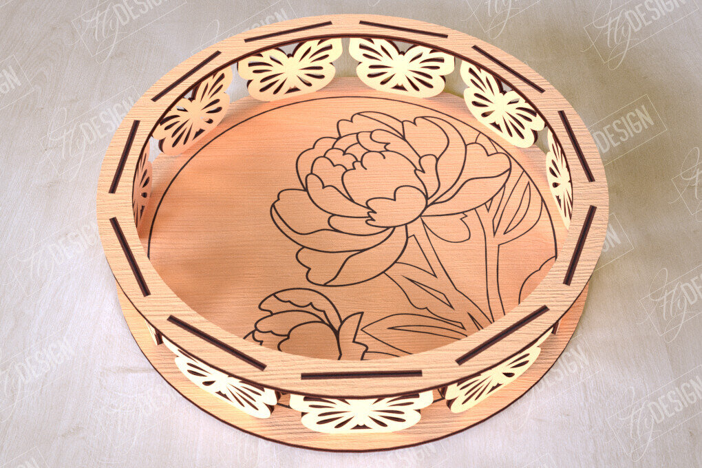 Intra απο ξύλο plywood 3mm-4mm πάχος – Στρογγυλό Ξύλινο Κουτί Δώρου | Στάση για επιδόρπιο Δίασταση  20x20 cm INTRAFABR-113997786