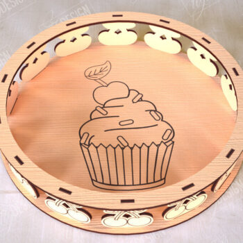 Intra απο ξύλο plywood 3mm-4mm πάχος – Στρογγυλό Ξύλινο Κουτί Δώρου | Στάση για επιδόρπιο Δίασταση  20x20 cm INTRAFABR-113997687 - Image 1