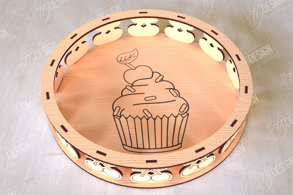 Intra απο ξύλο plywood 3mm-4mm πάχος – Στρογγυλό Ξύλινο Κουτί Δώρου | Στάση για επιδόρπιο Δίασταση  20x20 cm INTRAFABR-113997687