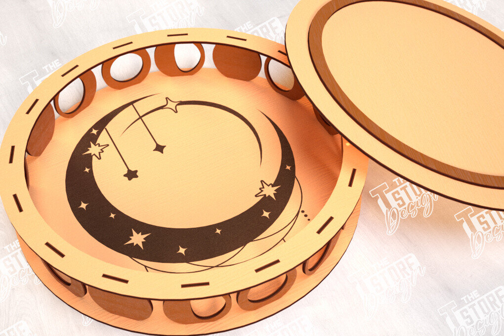 Intra απο ξύλο plywood 3mm-4mm πάχος – Στρογγυλό Ξύλινο Κουτί Δώρου | Κουτιά κοσμημάτων |CNC Δίασταση  20x20 cm INTRAFABR-114244151