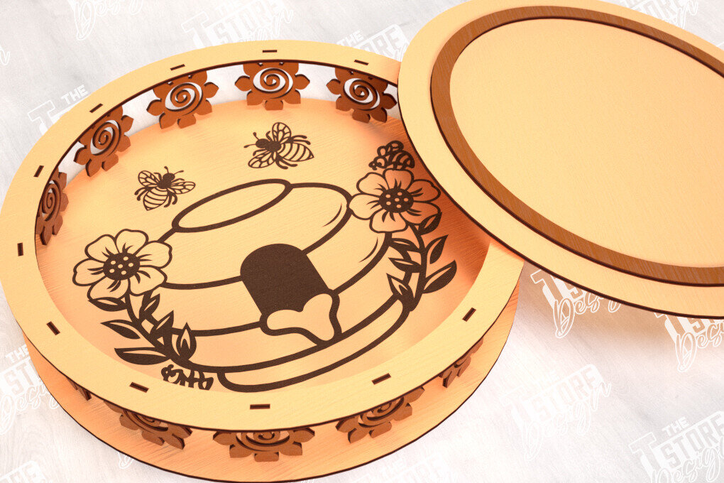 Intra απο ξύλο plywood 3mm-4mm πάχος – Στρογγυλό Ξύλινο Κουτί Δώρου | Κουτιά κοσμημάτων |CNC Δίασταση  20x20 cm INTRAFABR-114244106