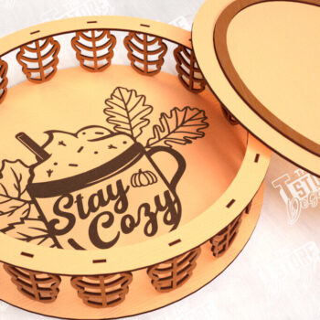 Intra απο ξύλο plywood 3mm-4mm πάχος – Στρογγυλό Ξύλινο Κουτί Δώρου | Κουτιά κοσμημάτων |CNC Δίασταση  20x20 cm INTRAFABR-114244119 - Image 1