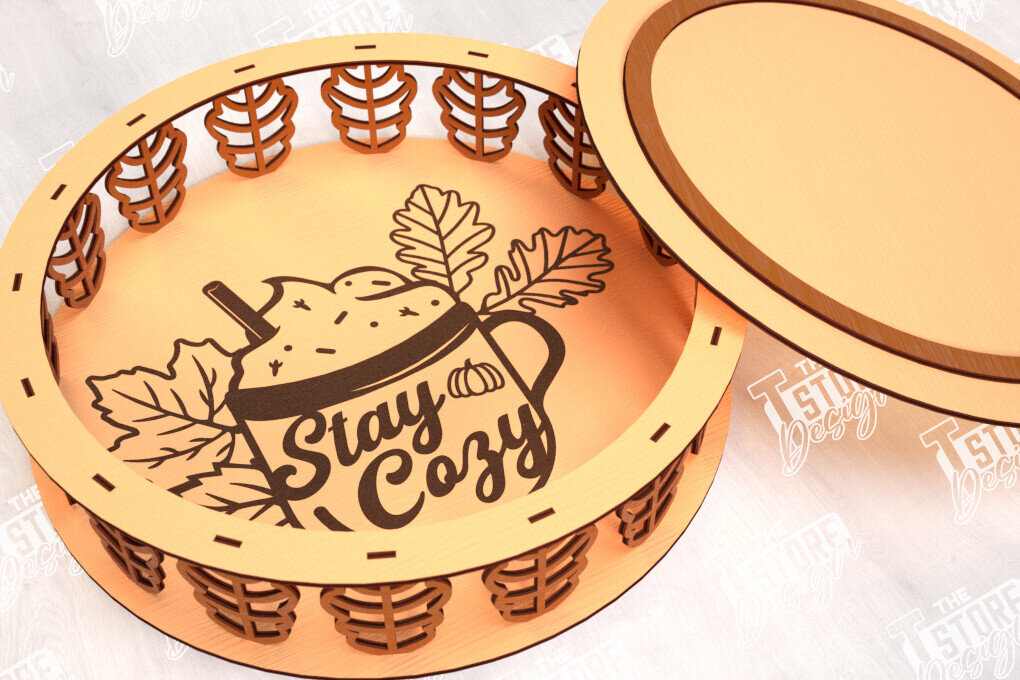 Intra απο ξύλο plywood 3mm-4mm πάχος – Στρογγυλό Ξύλινο Κουτί Δώρου | Κουτιά κοσμημάτων |CNC Δίασταση  20x20 cm INTRAFABR-114244119