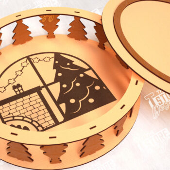 Intra απο ξύλο plywood 3mm-4mm πάχος – Στρογγυλό Ξύλινο Κουτί Δώρου | Κουτιά κοσμημάτων |CNC Δίασταση  20x20 cm INTRAFABR-114244122 - Image 1