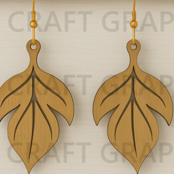 Intra απο ξύλο plywood 3mm-4mm πάχος – Σκουλαρίκια με στρογγυλεμένα φύλλα κομμένο αρχείο Δίασταση  5x5 cm INTRAFABR-123755244 - Image 1