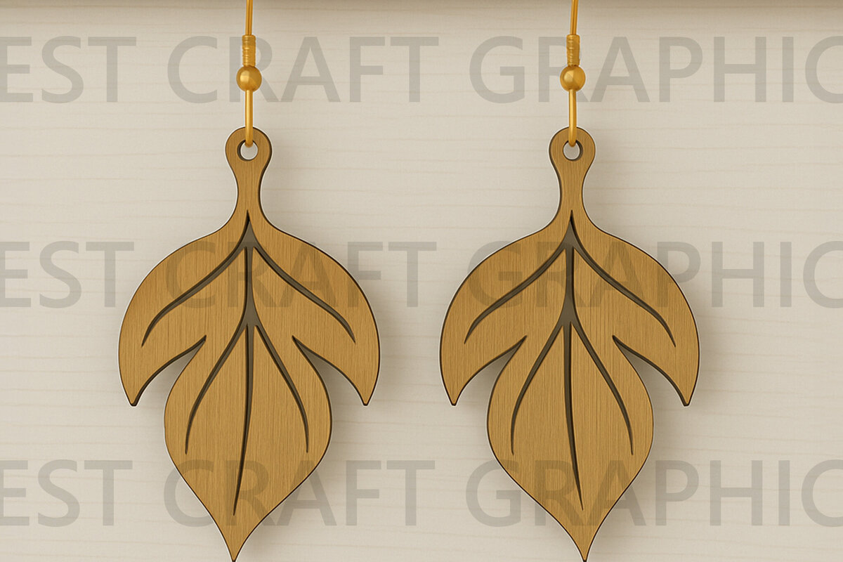 Intra απο ξύλο plywood 3mm-4mm πάχος – Σκουλαρίκια με στρογγυλεμένα φύλλα κομμένο αρχείο Δίασταση  5x5 cm INTRAFABR-123755244