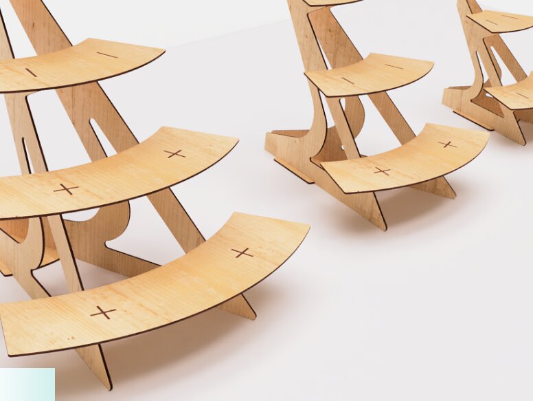 Intra απο ξύλο plywood 3mm-4mm πάχος – Στρογγυλεμένα ράφια βάσης κοπής με λέιζερ Δίασταση  20x20 cm INTRAFABR-117263835