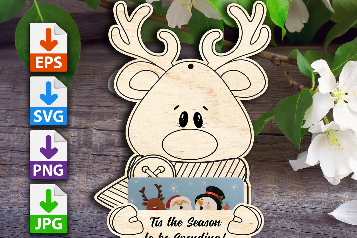 Intra απο ξύλο plywood 3mm-4mm πάχος – Στολίδι για δωροκάρτα Rudolph Δίασταση  20x20 cm INTRAFABR-48886573