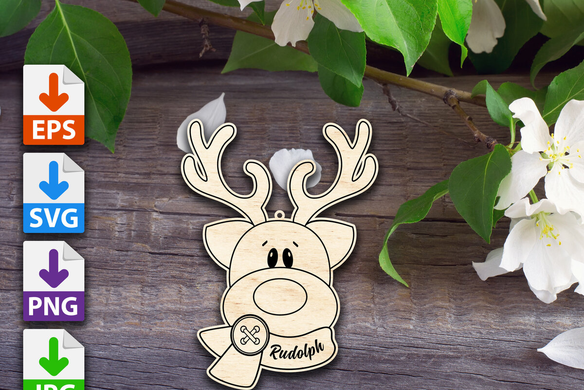 Intra απο ξύλο plywood 3mm-4mm πάχος – Στολίδι Ρούντολφ Δίασταση  20x20 cm INTRAFABR-49621324