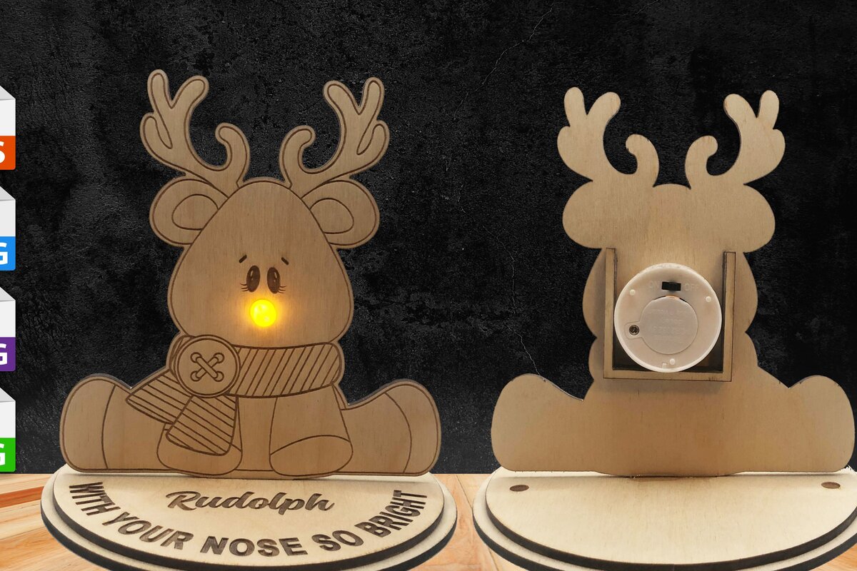 Intra απο ξύλο plywood 3mm-4mm πάχος – Rudolph W/Your Nose so Bright Tea Light Δίασταση  20x20 cm INTRAFABR-43163090
