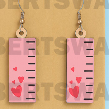 Intra απο ξύλο plywood 3mm-4mm πάχος – Σκουλαρίκια χάρακας Αρχείο κοπής με λέιζερ Δίασταση  5x5 cm INTRAFABR-124968296 - Image 1