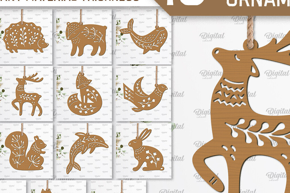Intra απο ξύλο plywood 3mm-4mm πάχος – Ρουστίκ στολίδια ζώων LaserCut Πακέτο Δίασταση  20x20 cm INTRAFABR-102234022