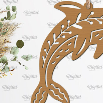 Intra απο ξύλο plywood 3mm-4mm πάχος – Ρουστίκ στολίδι δελφινιού με λέιζερ Δίασταση 20x20 cm INTRAFABR-102233211 - Image 1