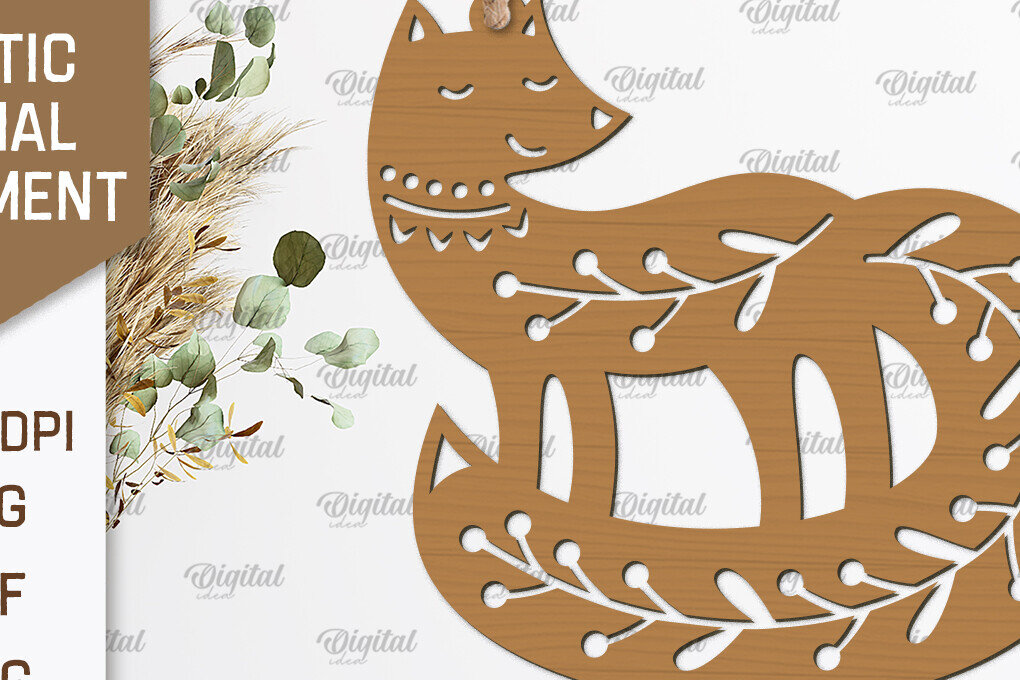 Intra απο ξύλο plywood 3mm-4mm πάχος – Ρουστίκ Fox Στολίδι με λέιζερ Δίασταση  20x20 cm INTRAFABR-102233143