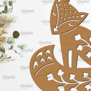 Intra απο ξύλο plywood 3mm-4mm πάχος – Ρουστίκ Fox Στολίδι με λέιζερ Δίασταση  20x20 cm INTRAFABR-102232913 - Image 1