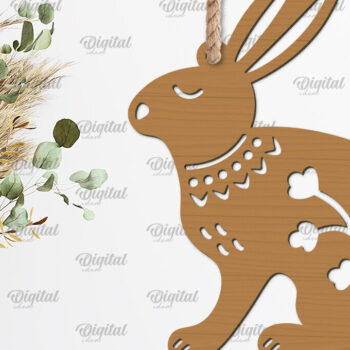 Intra απο ξύλο plywood 3mm-4mm πάχος – Ρουστίκ στολίδι Λαγού Δίασταση 20x20 cm INTRAFABR-102233179 - Image 1