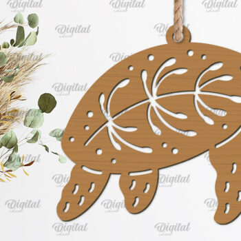 Intra απο ξύλο plywood 3mm-4mm πάχος – Ρουστίκ στολίδι χελώνας με λέιζερ Δίασταση 20x20 cm INTRAFABR-102233005 - Image 1