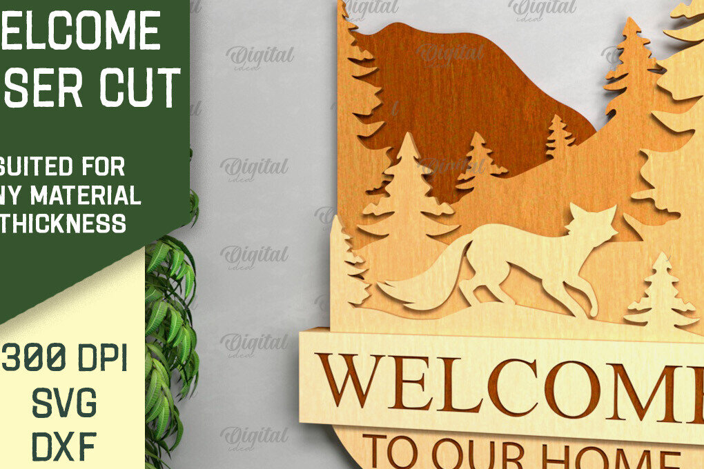 Intra απο ξύλο plywood 3mm-4mm πάχος – Ρουστίκ καλωσόρισμα με λέιζερ. Σημάδι καλωσορίσματος Δίασταση  20x20 cm INTRAFABR-92144164