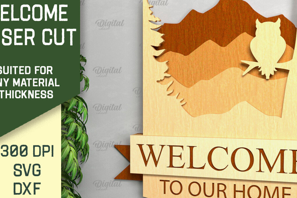 Intra απο ξύλο plywood 3mm-4mm πάχος – Ρουστίκ καλωσόρισμα με λέιζερ. Σημάδι καλωσορίσματος Δίασταση  20x20 cm INTRAFABR-92144193