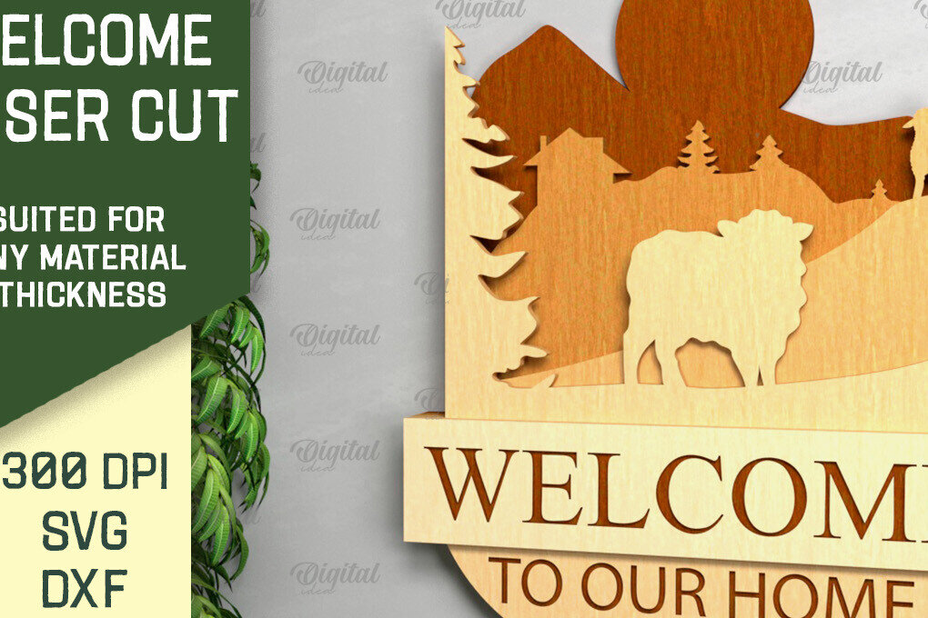 Intra απο ξύλο plywood 3mm-4mm πάχος – Ρουστίκ καλωσόρισμα με λέιζερ. Σημάδι καλωσορίσματος Δίασταση  20x20 cm INTRAFABR-92144331