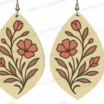 Intra απο ξύλο plywood 3mm-4mm πάχος – Ρουστίκ σκουλαρίκια αγριολούλουδα Δίασταση 5x5 cm INTRAFABR-124634268 - Image 1