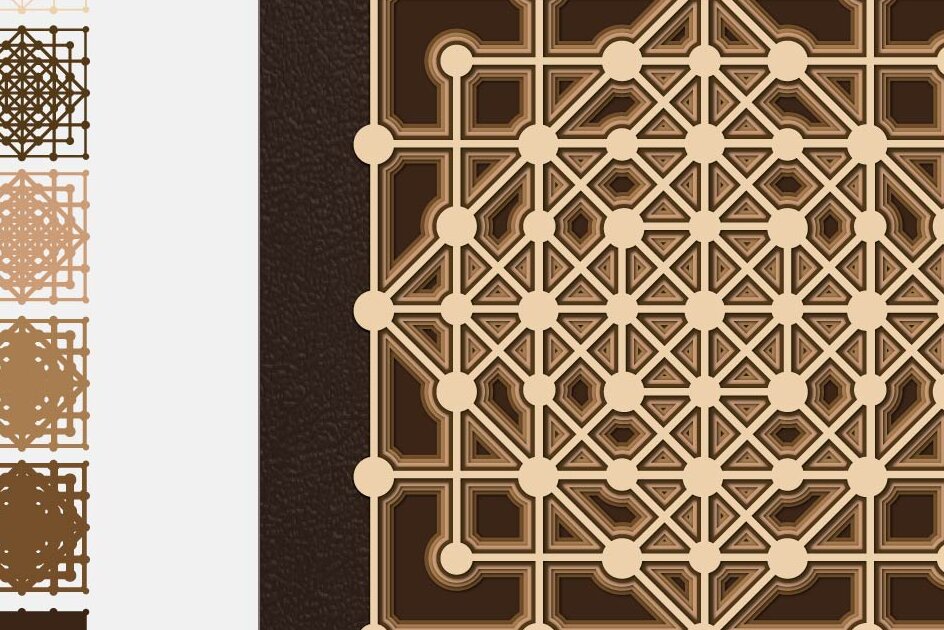 Intra απο ξύλο plywood 3mm-4mm πάχος – Ιερή Γεωμετρία, 3D Γεωμετρία Δίασταση  20x20 cm INTRAFABR-4768105