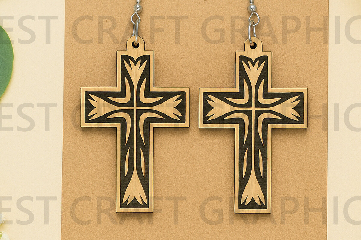 Intra απο ξύλο plywood 3mm-4mm πάχος – Σκουλαρίκια Sacred Heart Dangle Δίασταση  5x5 cm INTRAFABR-124682520