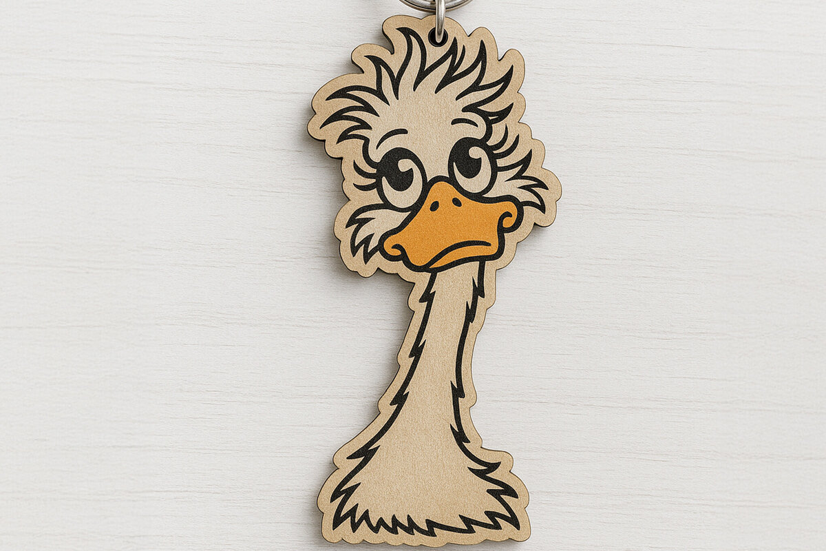 Intra απο ξύλο plywood 3mm-4mm πάχος – Μπρελόκ Sad Goose Δίασταση  5x5 cm INTRAFABR-122092792