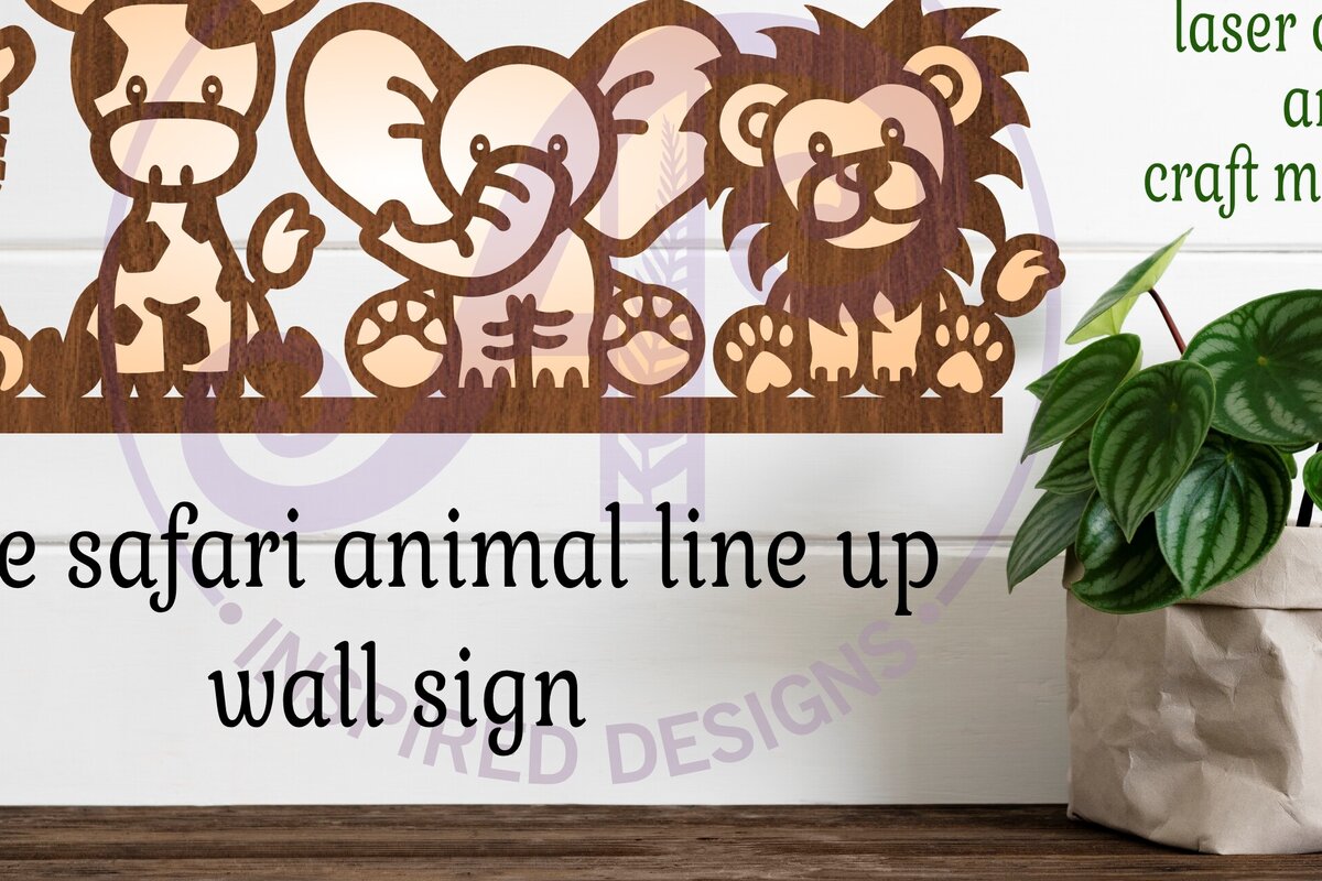 Intra απο ξύλο plywood 3mm-4mm πάχος – Ζώο Safari Line Up Wall Art Δίασταση  40x30 cm INTRAFABR-91470711