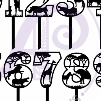 Intra απο ξύλο plywood 3mm-4mm πάχος – Safari Animal Number Cake Toppers Δίασταση  20x20 cm INTRAFABR-98090403 - Image 3