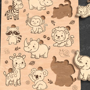 Intra απο ξύλο plywood 3mm-4mm πάχος – Safari Animal Puzzle για παιδιά Δίασταση  20x20 cm INTRAFABR-122984262