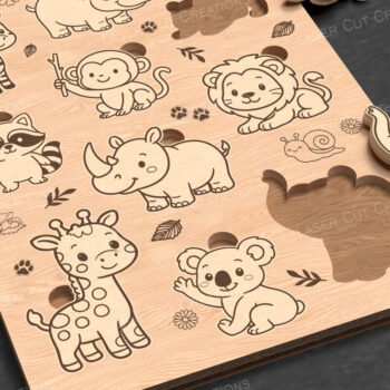 Intra απο ξύλο plywood 3mm-4mm πάχος – Safari Animal Puzzle για παιδιά Δίασταση  20x20 cm INTRAFABR-122984262 - Image 2