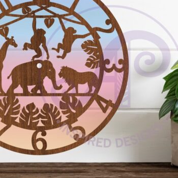 Intra απο ξύλο plywood 3mm-4mm πάχος – Αρχεία κοπής με λέιζερ ρολόι τοίχου Safari Animal Δίασταση 40x30 cm INTRAFABR-81467752 - Image 2